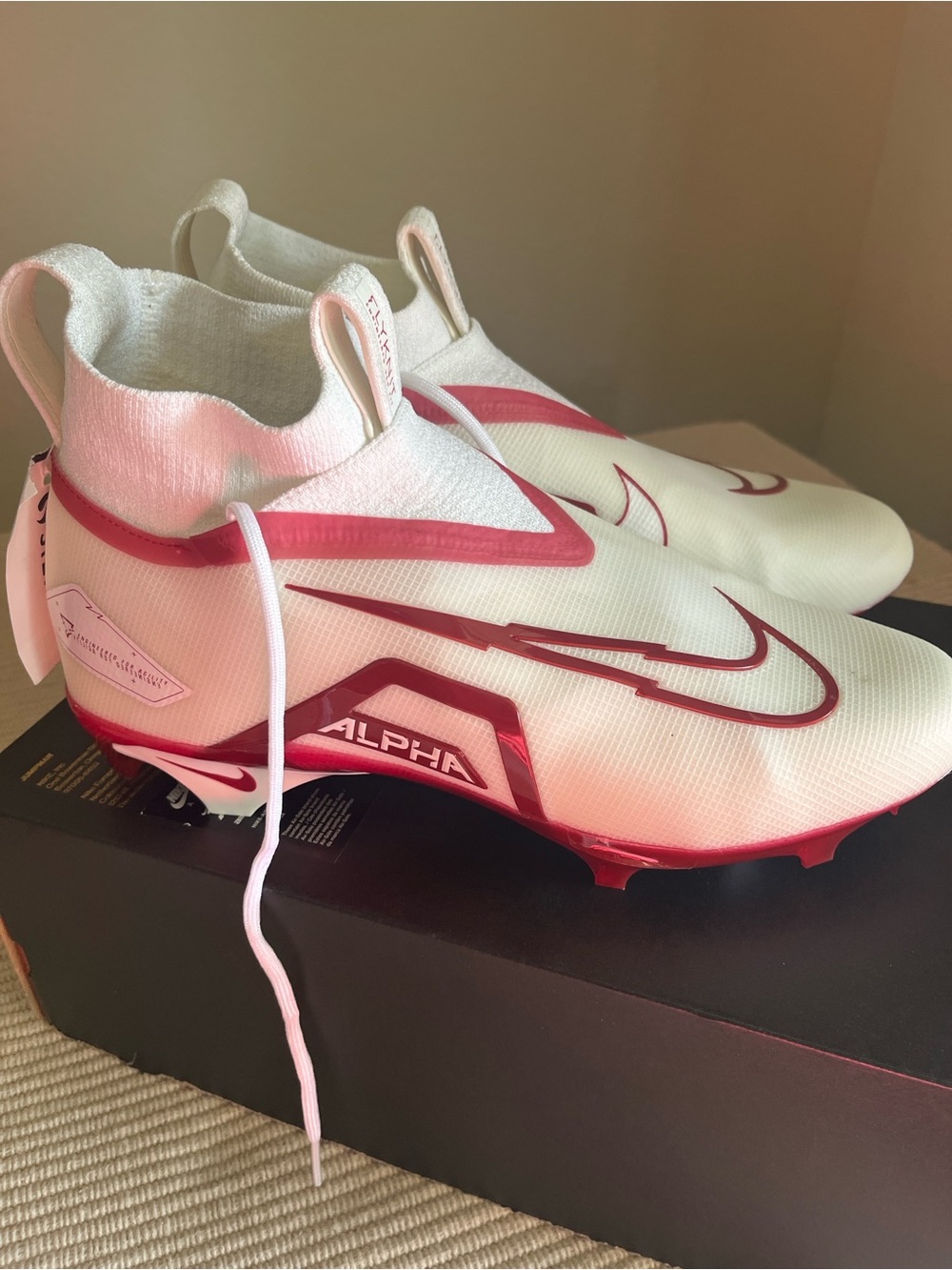 Nike Men’s Alpha Athletic Cleats White and Red